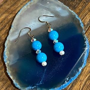 Turquoise blue dangle earrings
